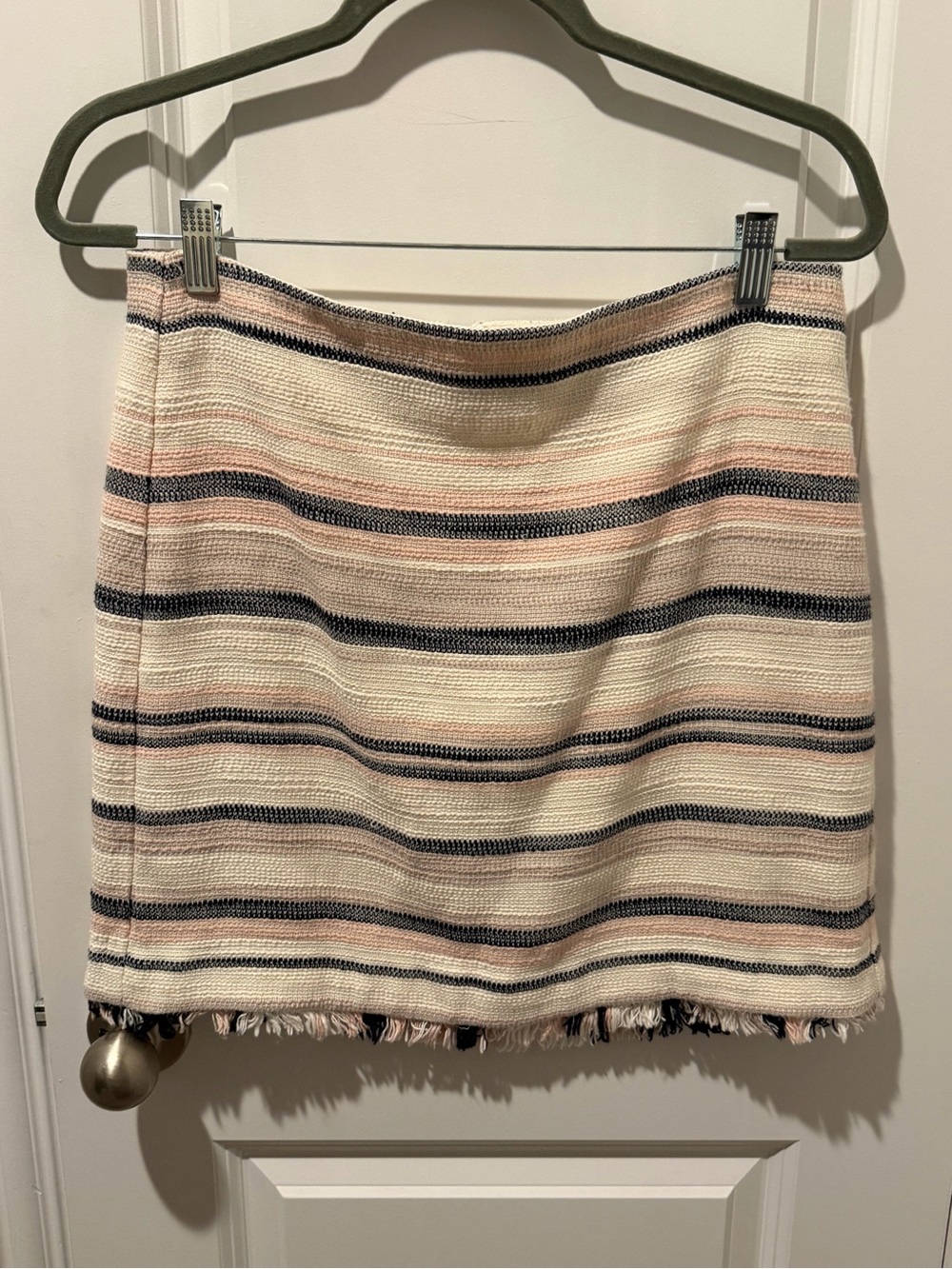 LOFT Cream Mini Skirt with Navy and Soft Pink Stripes